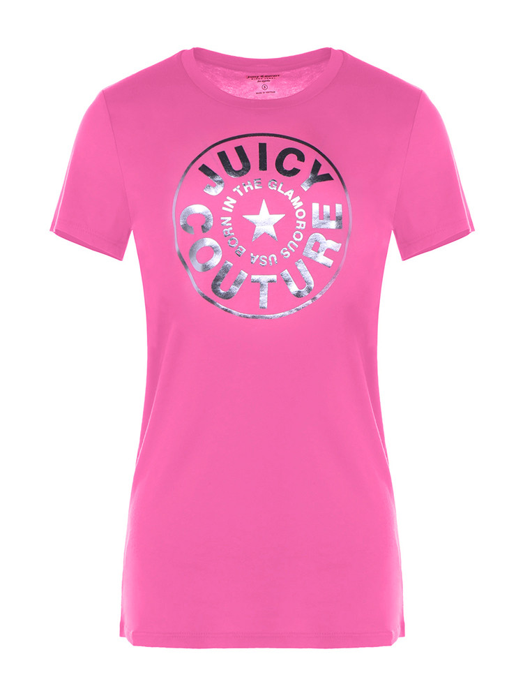 juicy couture/橘滋秋冬粉色纯棉经典logo女士短袖t恤jcwtkt85402h4