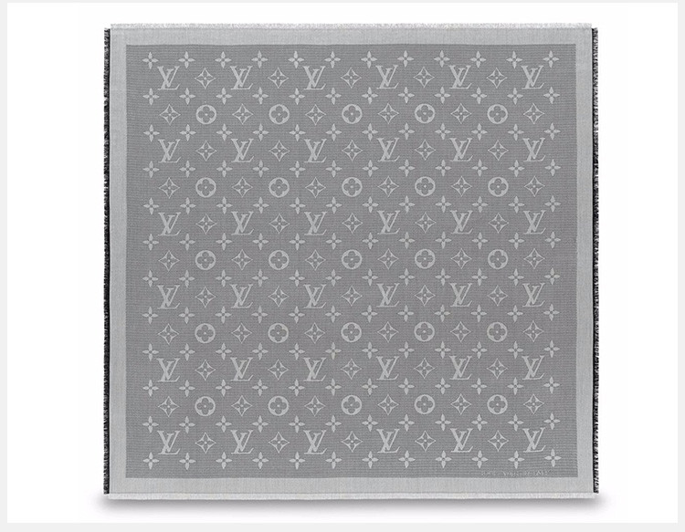 包税louisvuitton路易威登lv女士老花灰色羊毛披肩围巾围脖丝巾m70659