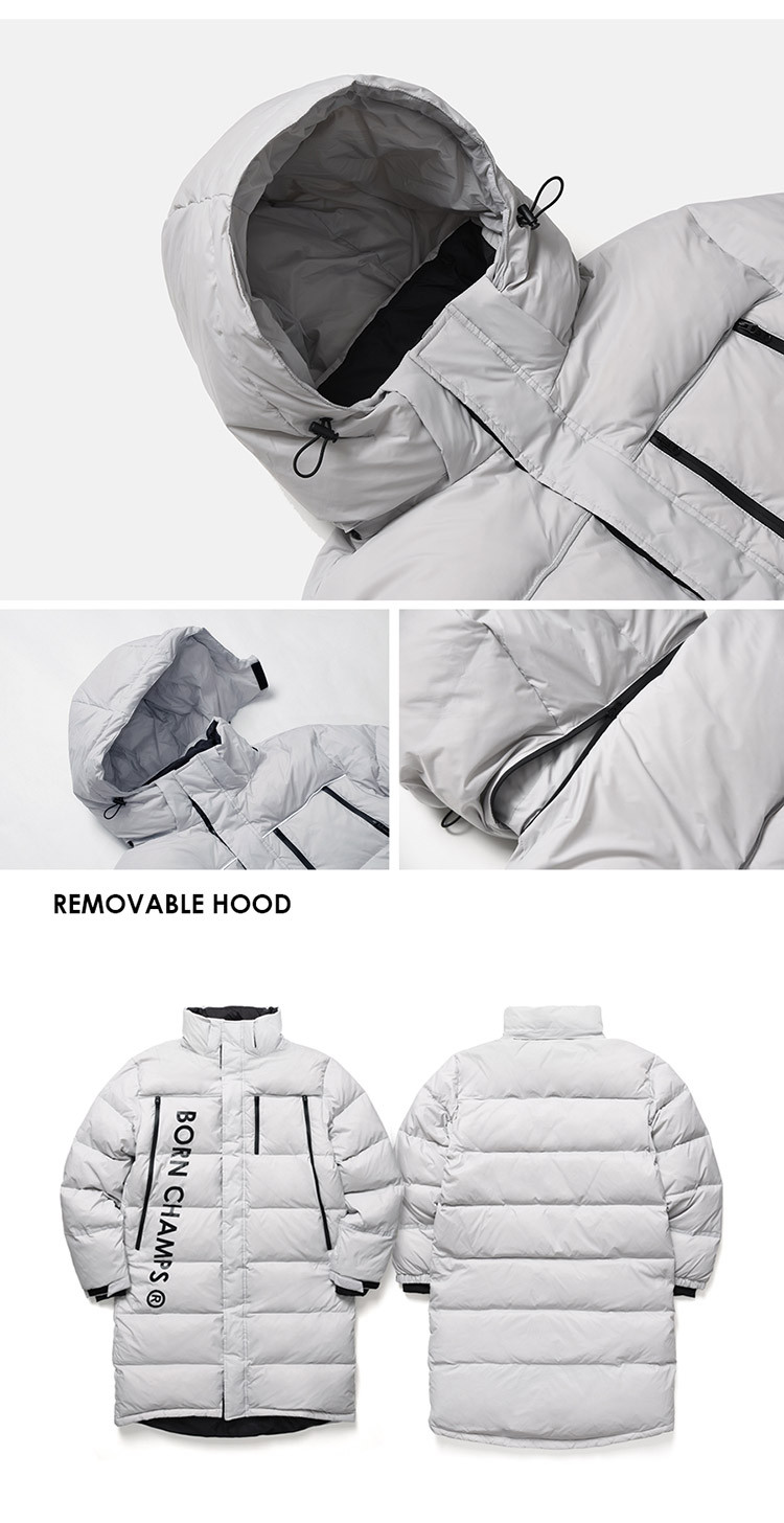 born champs/born champs bc long系列男女同款白色长款羽绒服