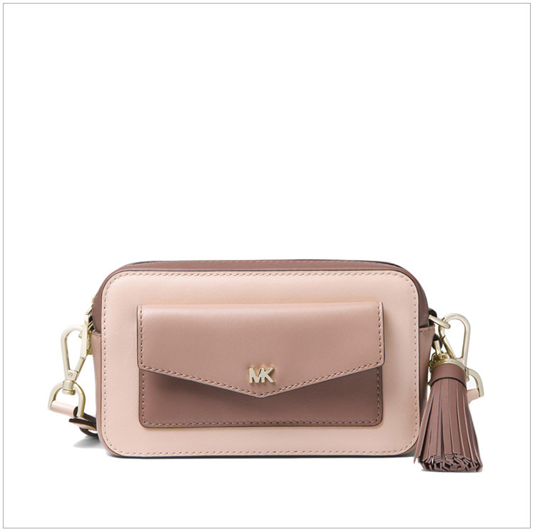 michael kors/迈克·科尔斯 m k 女士小号三色拼色皮革口袋流苏装饰