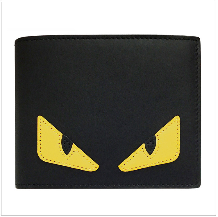 fendi芬迪男士黑色牛皮小怪兽短款钱夹钱包 黑色