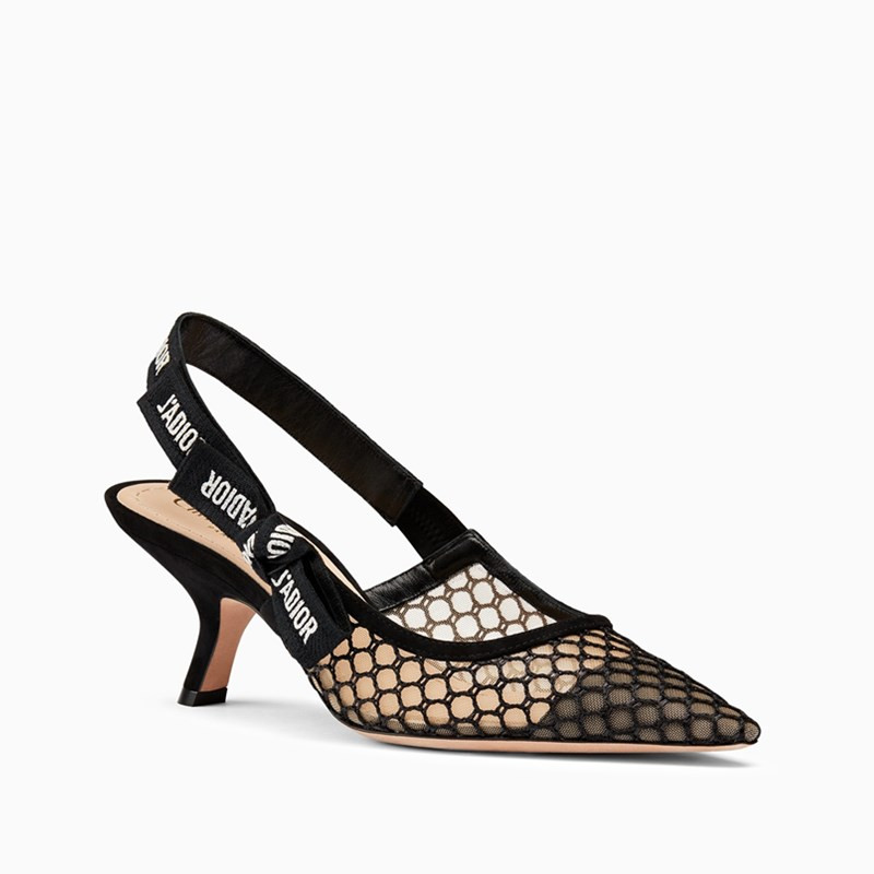【包税】dior/迪奥女士黑色绑带镂空6.5cm跟高跟鞋