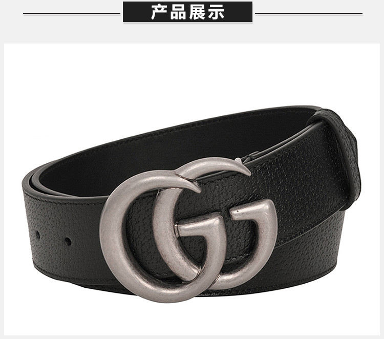gucci/古驰 男士黑色牛皮双g板扣商务休闲皮带腰带 406831-dj20n-1000