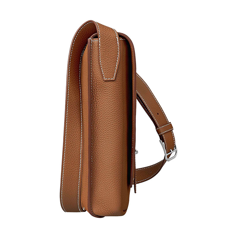 hermes/爱马仕 男士休闲steve light信差包 黑色 金色 h074774ck-ba11