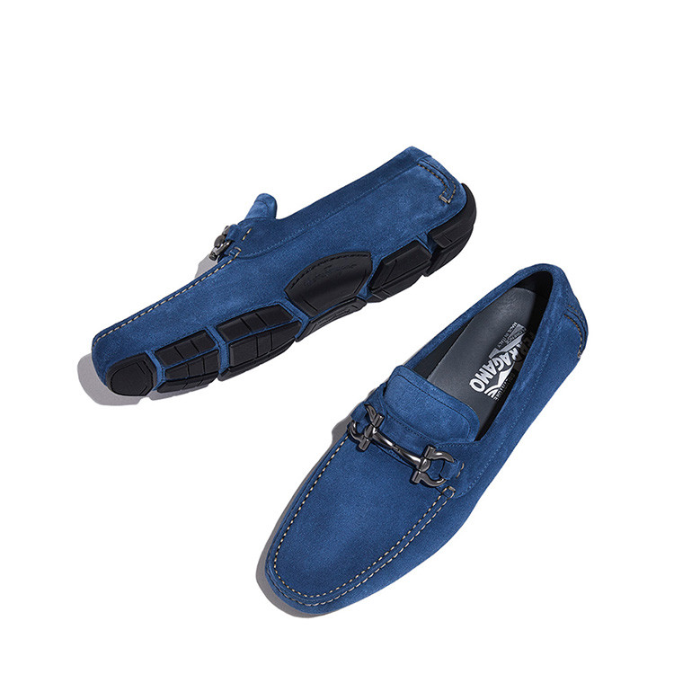 ferragamo/菲拉格慕 男士parigi系列深蓝色牛皮平底商务休闲皮鞋