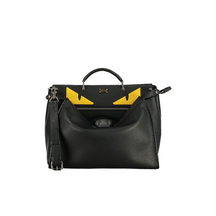fendi/芬迪 男士黑色牛皮黄眼睛小恶魔手提包公文包 7va388-x4k 黑色