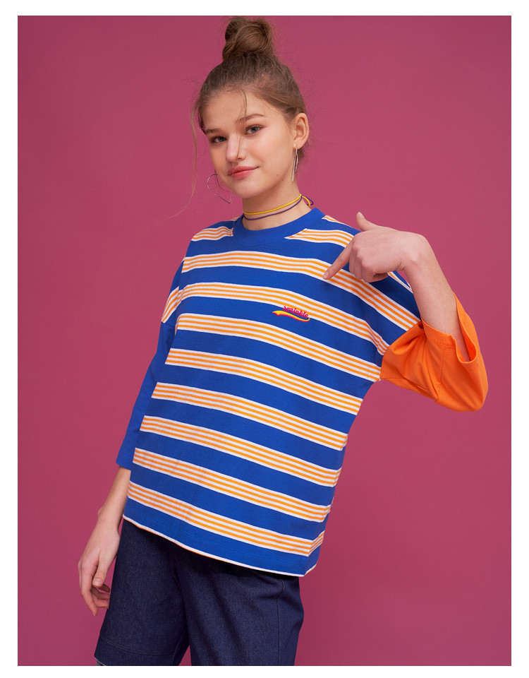 [18春夏新品]dear stalker女士蓝色条纹短袖