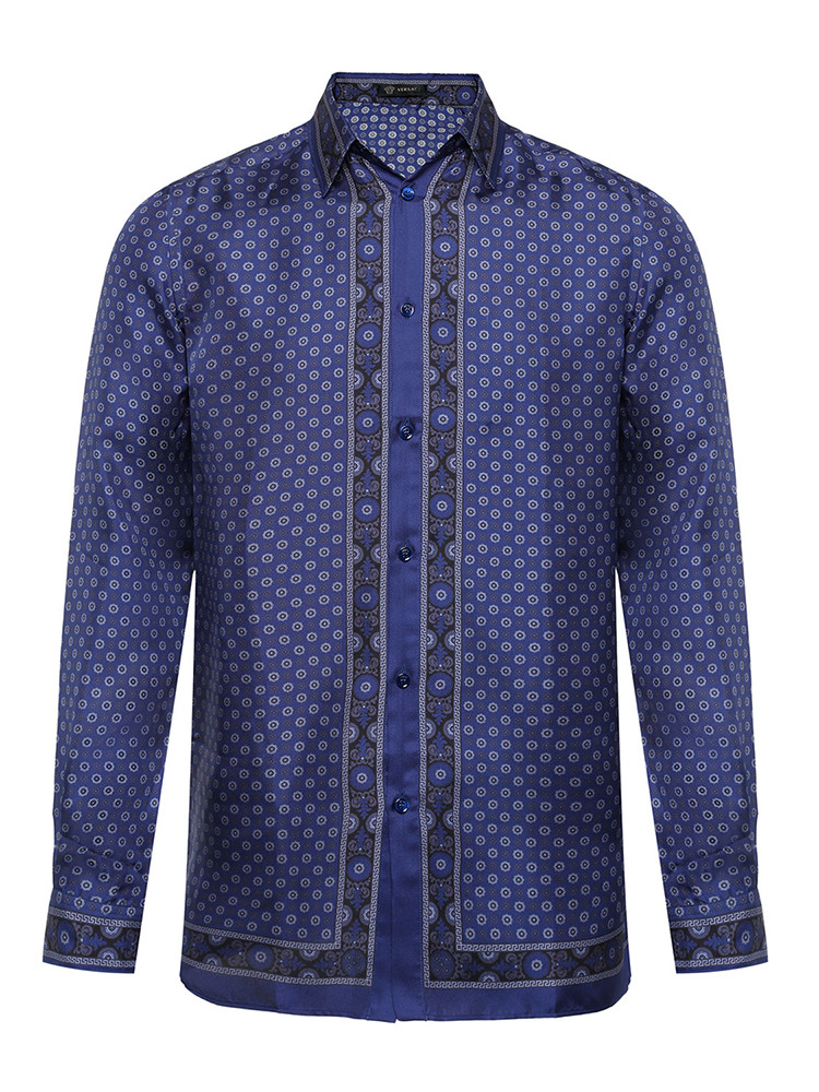 versace(范思哲)藏蓝色金色标男士长袖衬衫