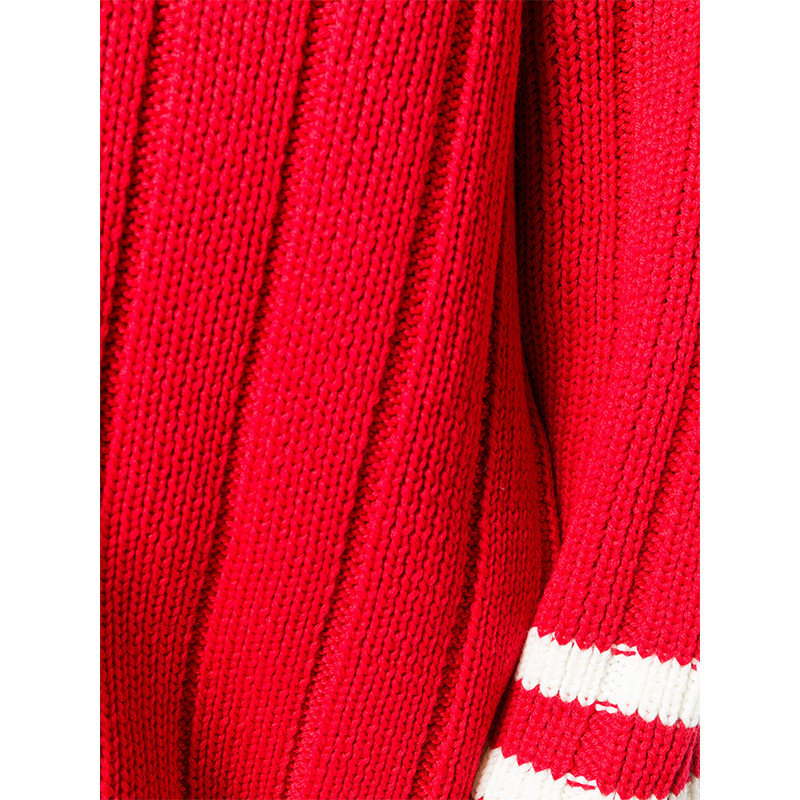 miumiu/缪缪 18秋冬 女士深v领红色毛衣 mml106/1rncf0011