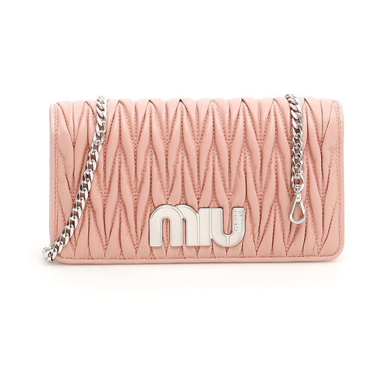 miumiu/缪缪 女士粉色羊皮手拿包/链条包 5dh044 2b4q