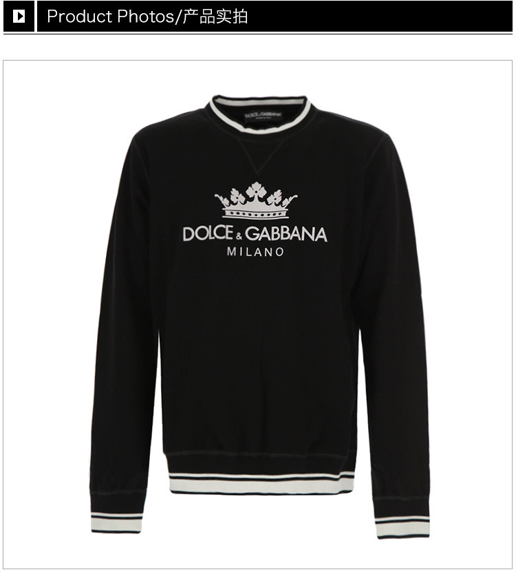 dolce&gabbana/杜嘉班纳 18春夏 男士黑色棉质混纺logo印花时尚休闲