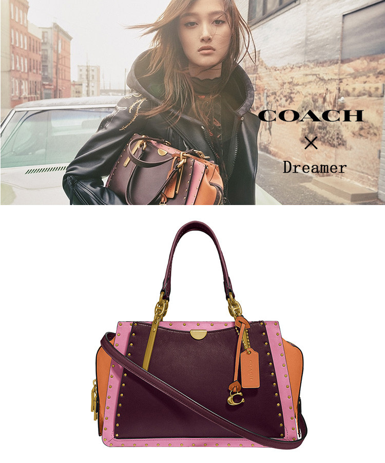 coach/蔻驰 dreamer系列关晓彤同款光面拼色手提单肩包 35605