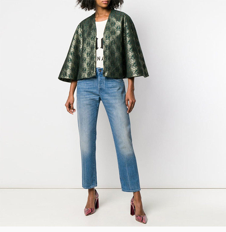 gucci 古驰 女装 服饰 蓝色棉质直筒长裤女士牛仔裤