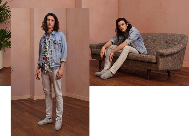 【新款】【包税】ugg/ugg 男鞋豆豆鞋 春夏休闲平底开车鞋条纹透气款