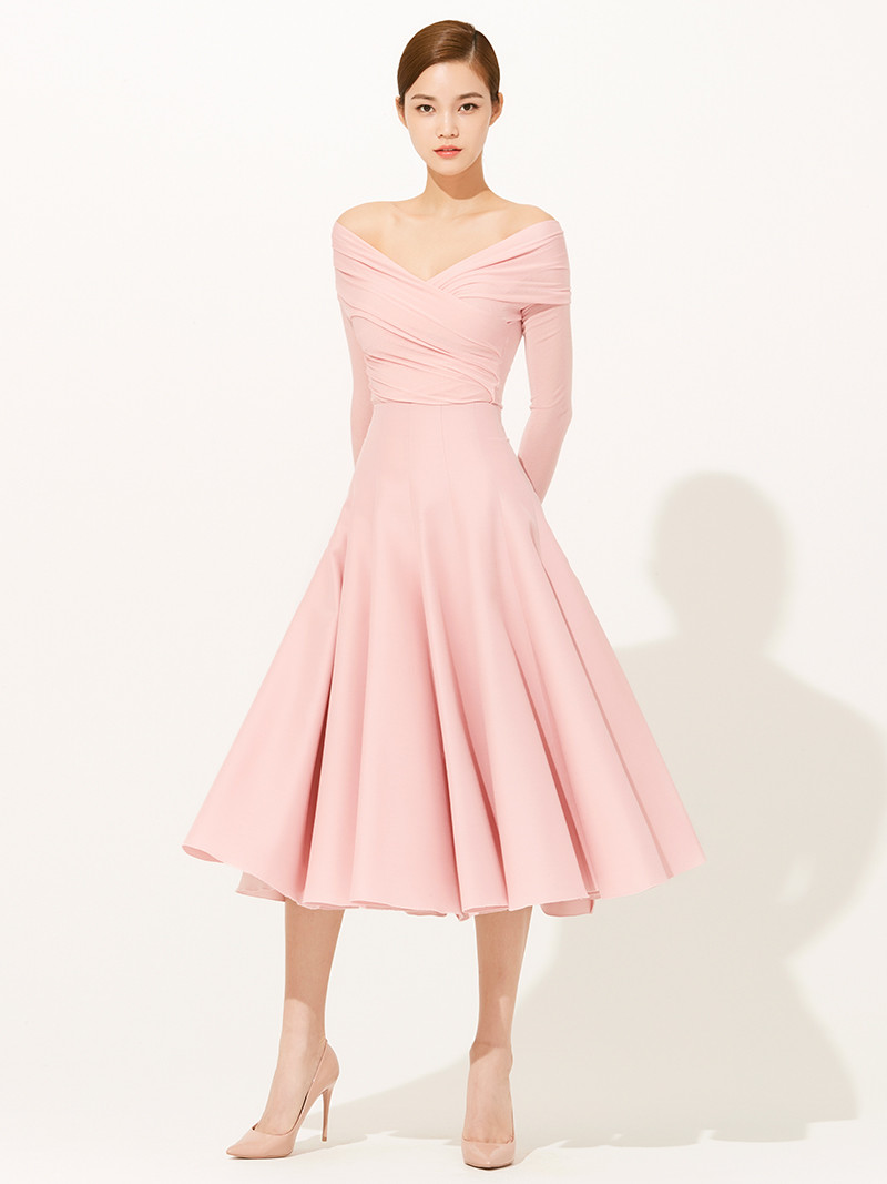 avouavou 粉色丝绸喇叭裙