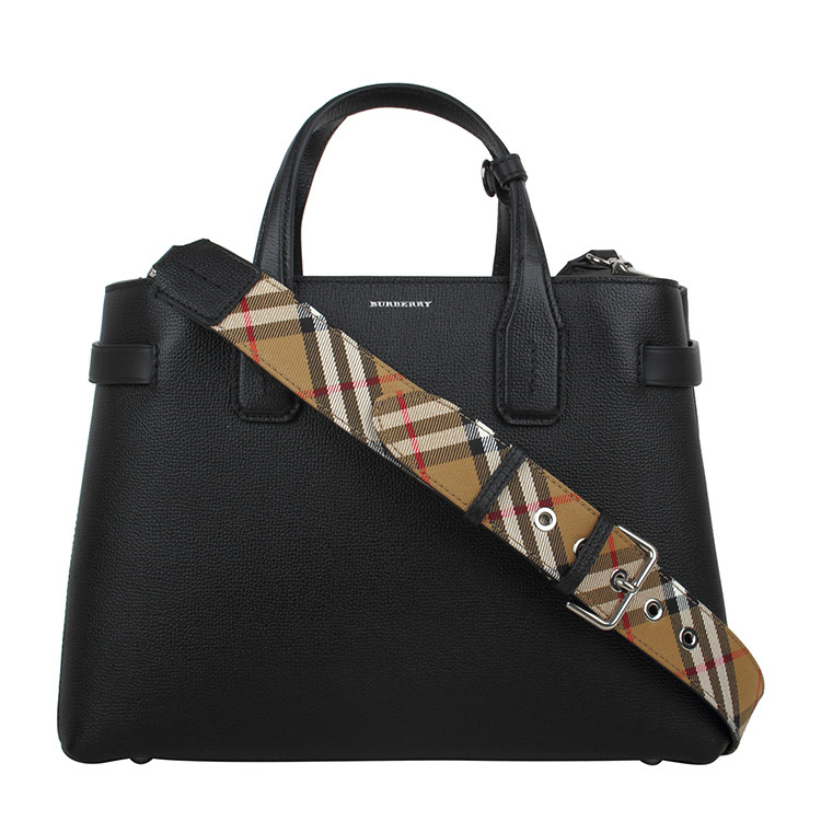burberry/博柏利thebanner-中号vintage格纹拼皮革女士班纳手袋单肩