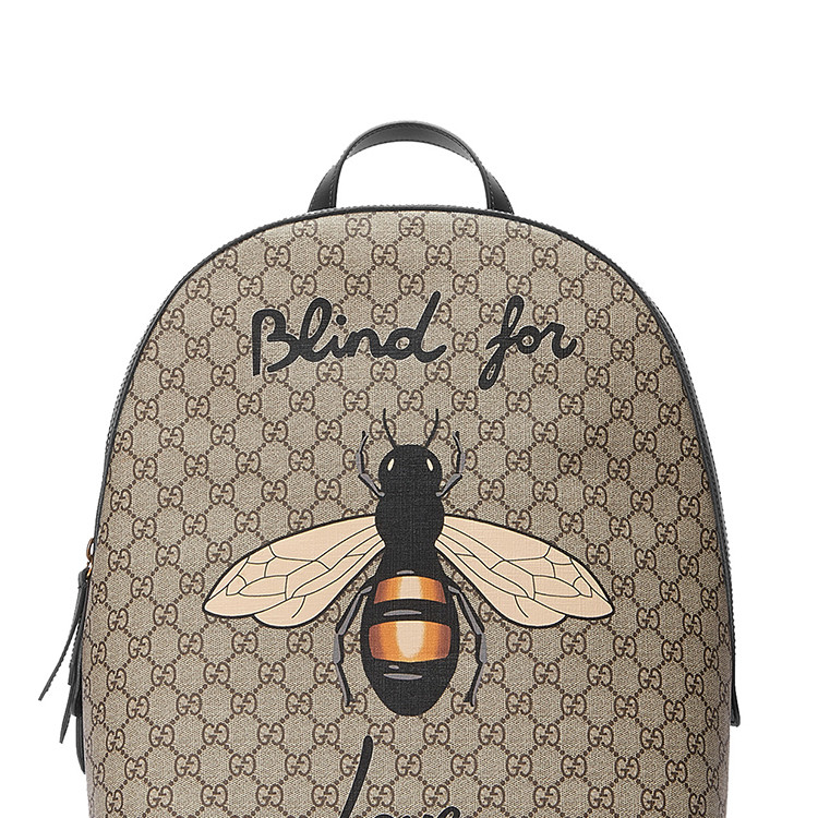 gucci/古驰 中性款式帆布蜜蜂印花双肩包419584 9hyat