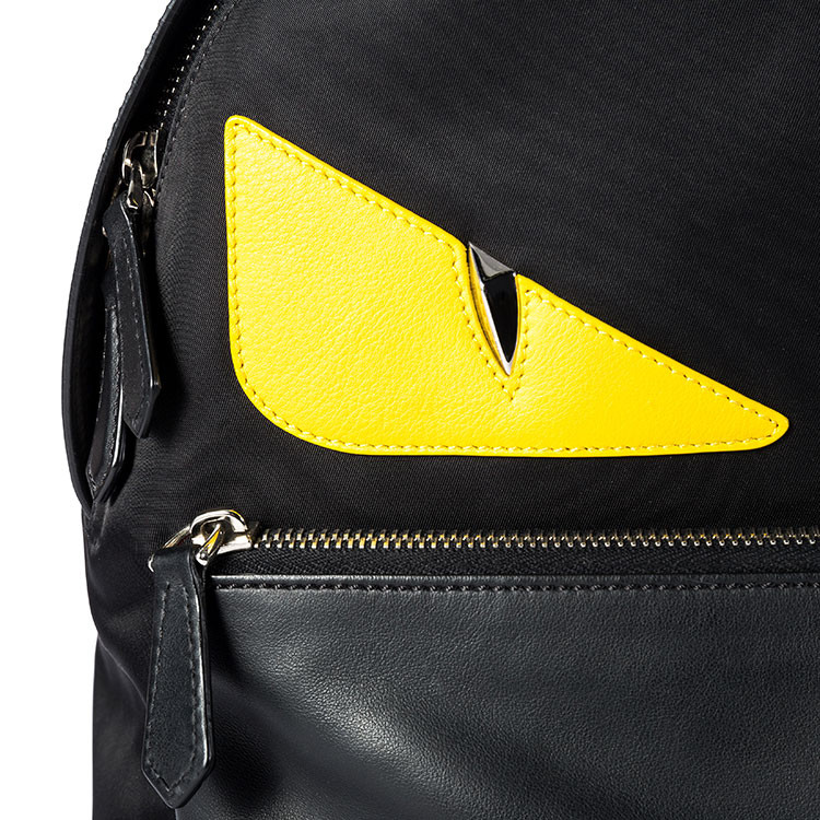 fendi/芬迪 个性小怪兽眼睛装饰男士帆布/配皮双肩包7vz012