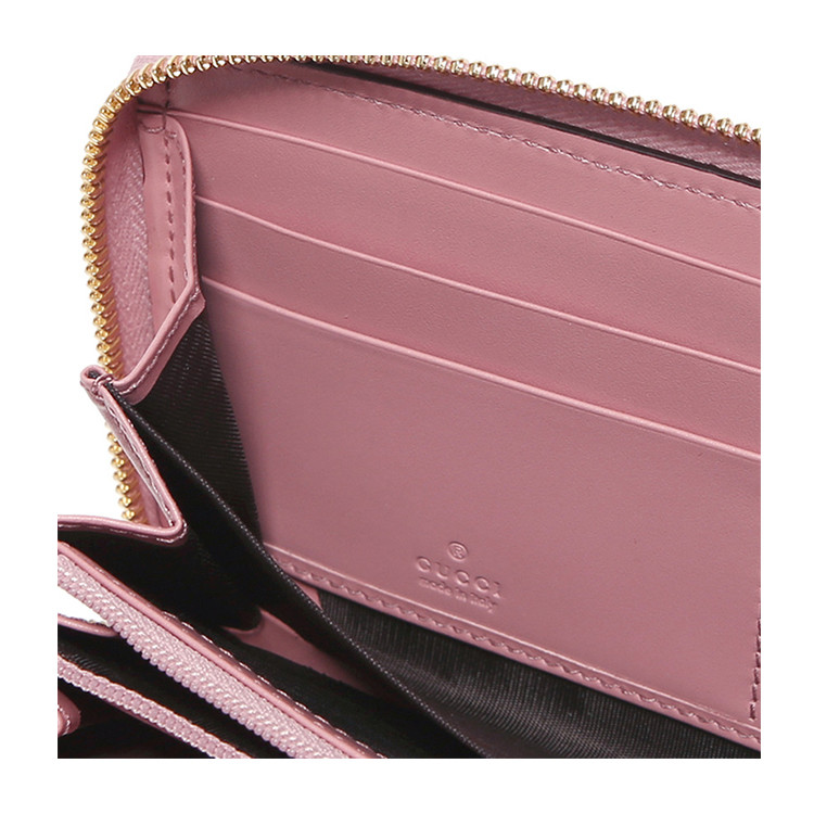 gucci/古驰 女士双glogo压纹牛皮三层拉链钱包410102