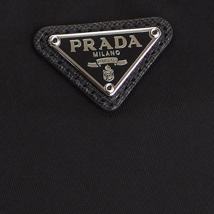 prada/普拉达vela三角形搪瓷徽标黑色迷你帆布女士化妆包1na175