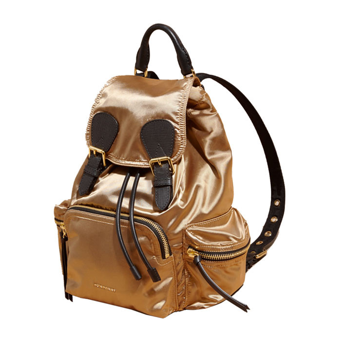 burberry/博柏利 女士金色尼龙the rucksack中号双肩包 40209551