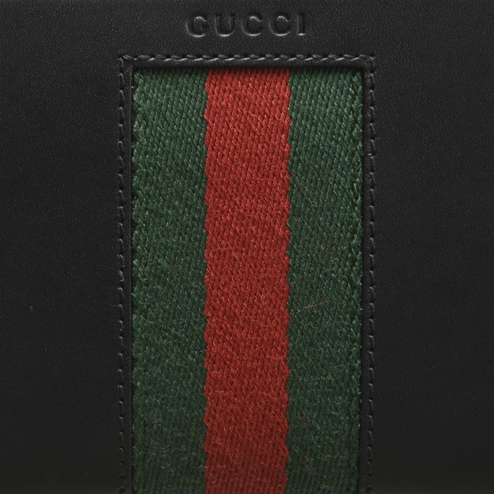 gucci/古驰 男士牛皮红绿条纹长款拉链钱包 408831