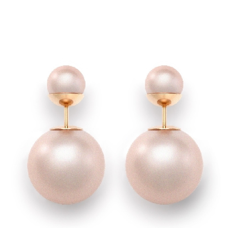 【dior迪奥 耳饰】dior/迪奥 女士粉色玫瑰色金属双珍珠耳环 e0126
