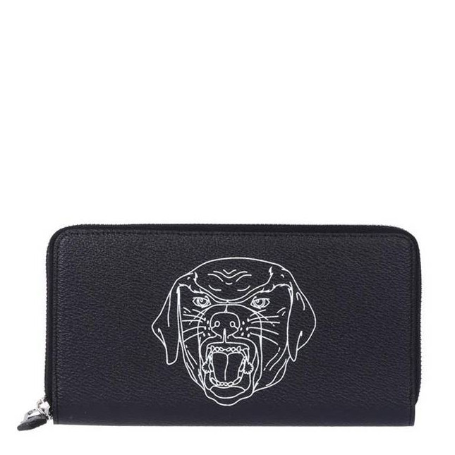 givenchy/纪梵希中性款式狗头黑色牛皮拉链长钱包*bk06040383*