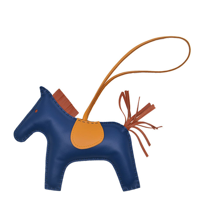 hermes/爱马仕 深蓝色小马造型rodeo皮革吊饰 挂饰 l