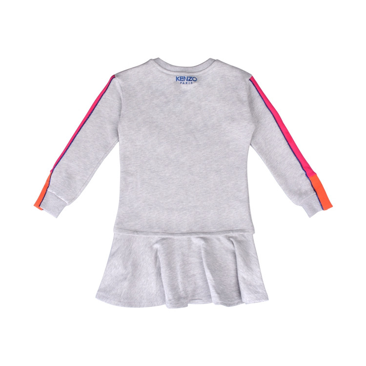 kenzo kids/kenzo kids 时尚休闲浅灰色女童亮片眼睛长袖纯棉连衣裙km