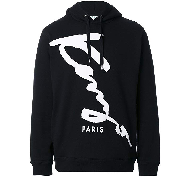 kenzo/高田贤三 18秋冬新款艺术字体黑色长袖连帽男卫衣 f765sw1504md