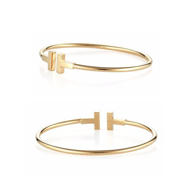 tiffany & co./蒂芙尼 t系列 18k黄金中号线圈手镯 33419066
