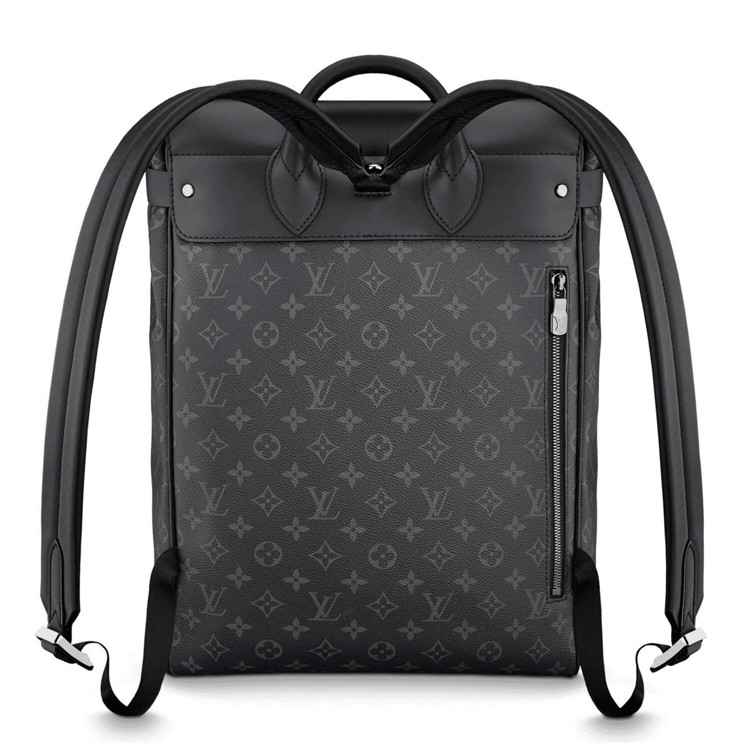 louisvuitton/路易威登 新款男士黑色老花帆布/配皮steamer双肩包
