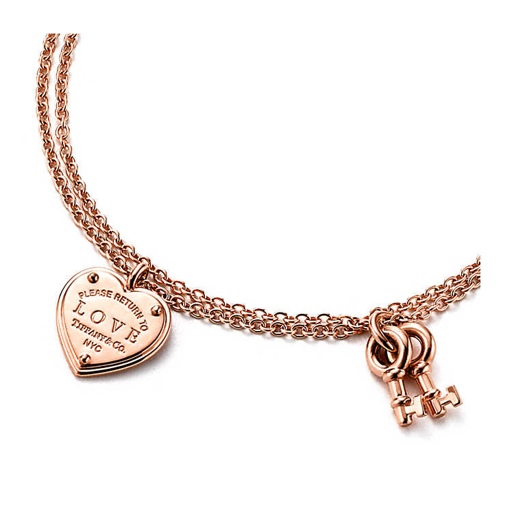 tiffany & co./蒂芙尼 女式中号18k金love爱心钥匙吊坠手链