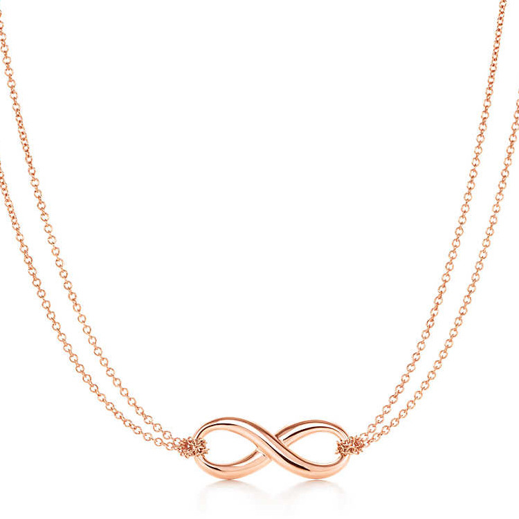 蒂芙尼 infinity系列18k金双链无限幸运环吊坠项链