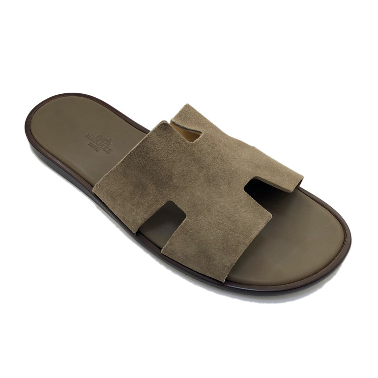 hermes/爱马仕 经典男士灰色凉拖h拖鞋