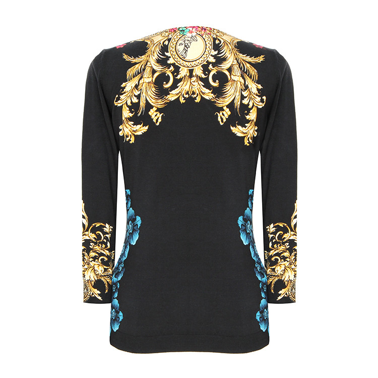 versace collection/versace collection 女士针织图案装饰系扣针织衫
