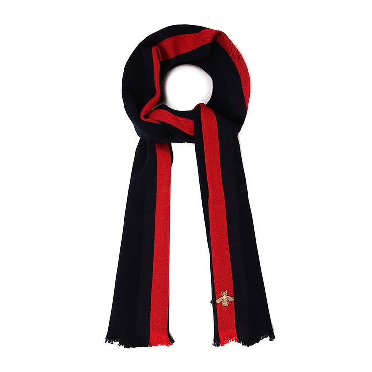 gucci/古驰 【2017新品】羊毛拼色蜜蜂刺绣装饰围巾 475513 围巾