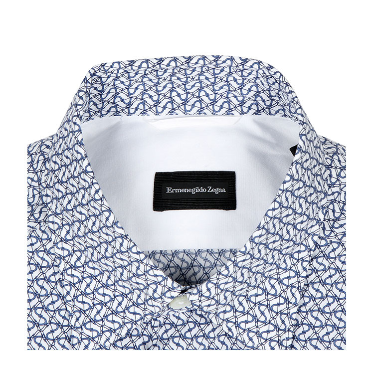 【预售】ermenegildo zegna/杰尼亚 尖领棉质图案印花长袖衬衫 ugx33