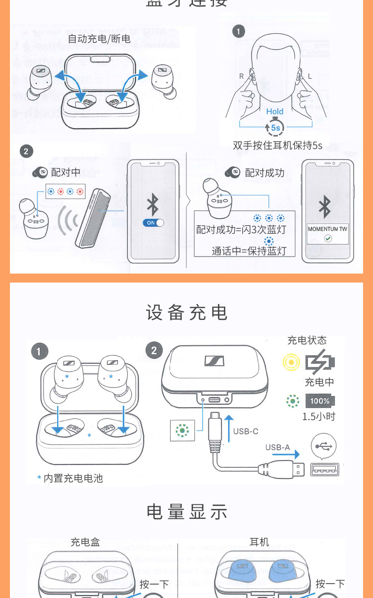 耳机/耳麦】sennheiser/森海塞尔 momentum-true-wireless真无线独立