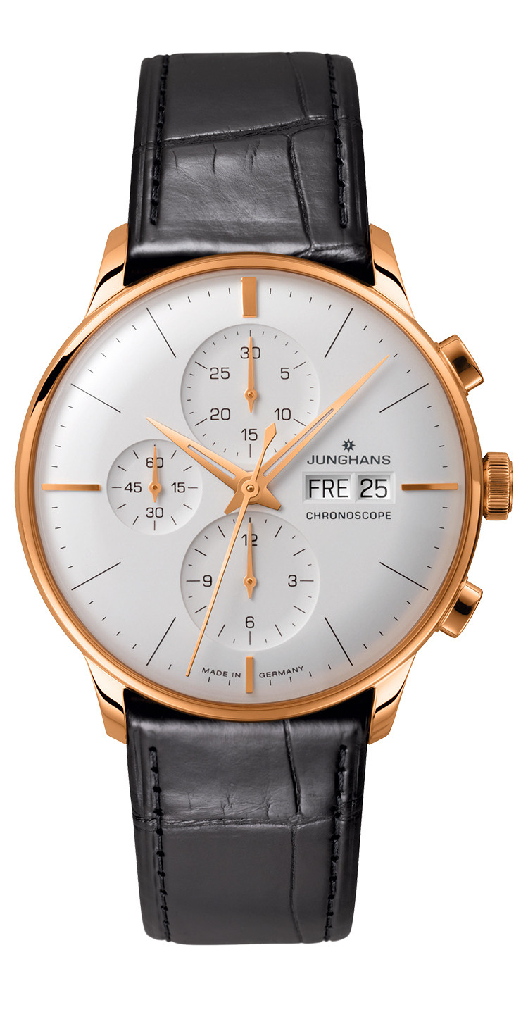 德国junghans/荣汉斯 meister chronoscope系列 白色表盘皮带自动机械