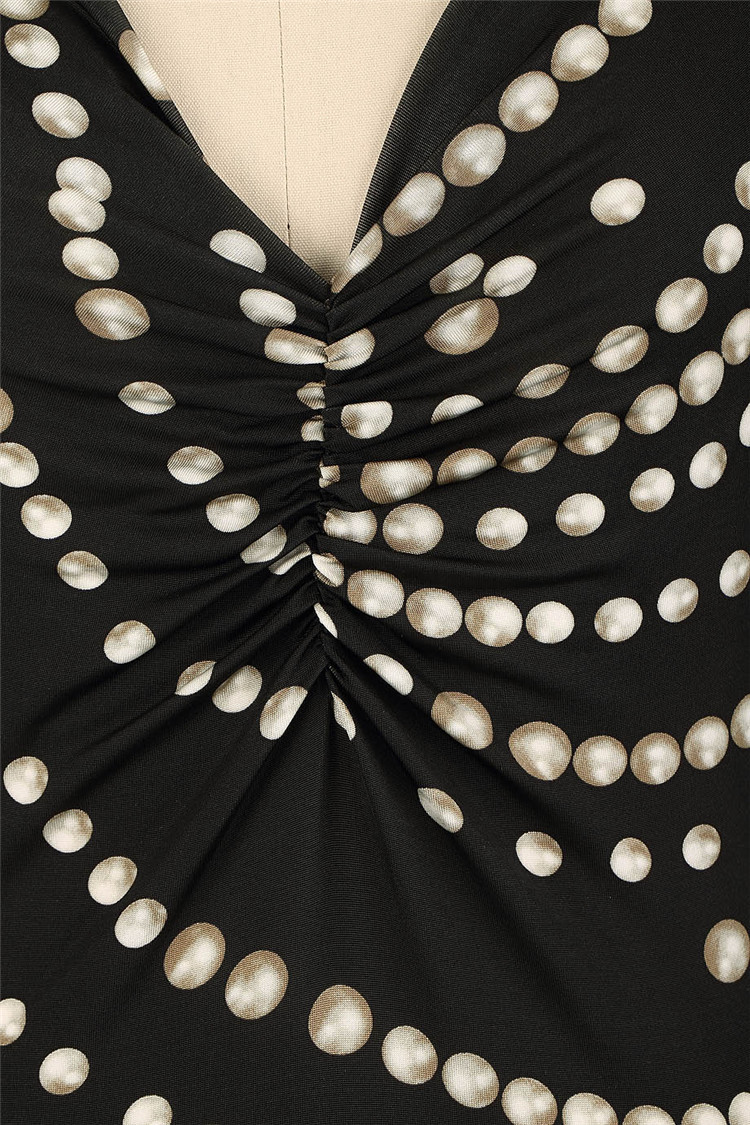 anna rachele/anna rachele意大利轻奢设计师品牌新款黑色波点长袖v领