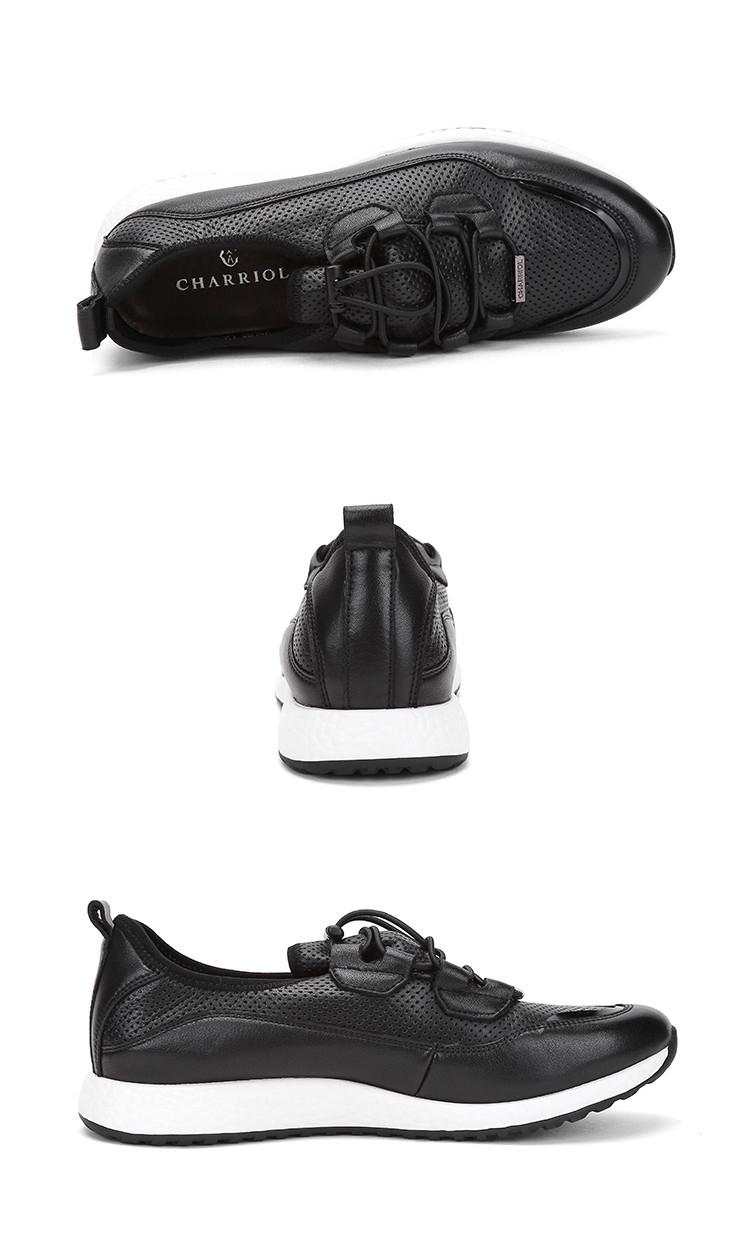 【买赠】charriol/夏利豪 男士黑色系带运动休闲鞋-男士休闲鞋