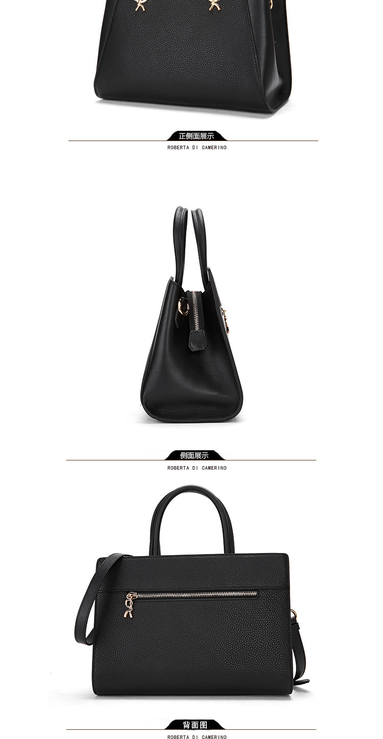 roberta dicamerino/诺贝达 女士荔枝纹黑色牛皮手拎包手提包