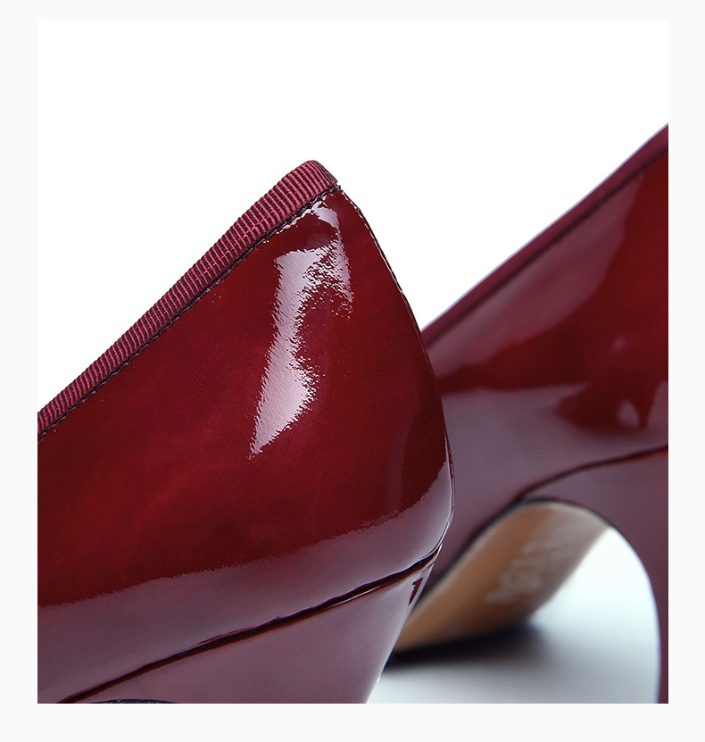 paco gil/paco gil酒红色牛皮女士单鞋 -高跟鞋