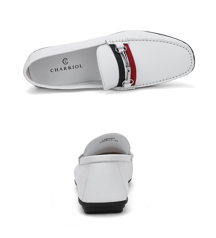 【买赠】charriol/夏利豪 休闲皮鞋小白鞋一脚蹬牛皮 男士乐福鞋