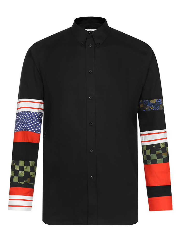 经典款服饰 givenchy/纪梵希 男士长袖衬衫 纯棉翻领深蓝色男士长袖