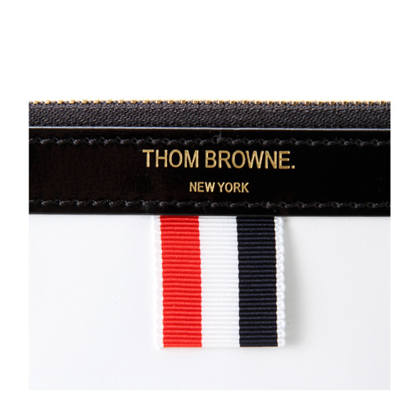 【瑕疵折扣】thom browne/thom browne 男士红白黑三色条纹牛皮手拿包