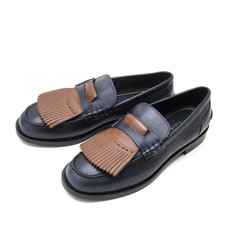 博柏利 牛皮 套脚 男士蓝/棕色商务休闲鞋 休闲皮鞋男鞋40694021