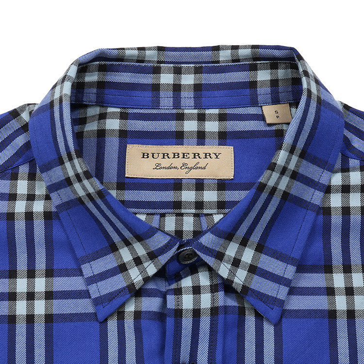 burberry/博柏利 翻领蓝色男士长袖衬衫 男士上装 正装 80026631